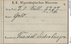 Etiketten zu Gold (NHMW-MIN-Aa2498)